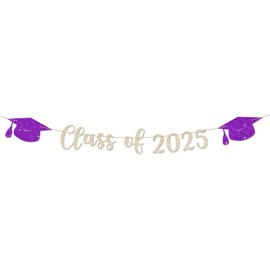 BFFPOSI Purple and Gold Graduation Decorations - 9.8 ft Class of 2025 Banner, Graduation Party Decorations & Decor for Elementary, Perfect 5th Grade 8th Grade, High School, College, Congrats Grad Sign