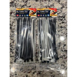 CargoLoc 8” Cable Ties Zip Ties Industrial Grade 100 Count No. 32481 Black White