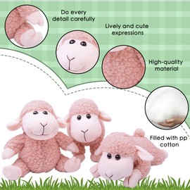 Tiny Heart Lamb Stuffed Animal Sheep Plush Toy 3 Pcs Cute and Super Soft Nursery Home Decor Bedroom Small Gift for Kids Boys and Girls Companions Black