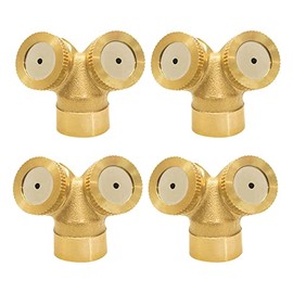 Feelers Brass Misting Spray Nozzle, 1/2" BSPF 2-Holes Atomizing Spray Garden Sprinklers Agricultural Irrigation System Adapter Fitting (Pack of 4)