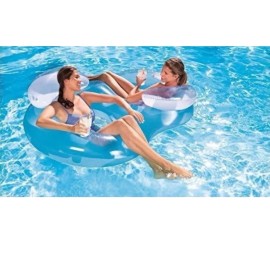 Bestway NEW!  H2O Go! Double Ring Lounge Float 6 Feet Long with Head Rest Blue