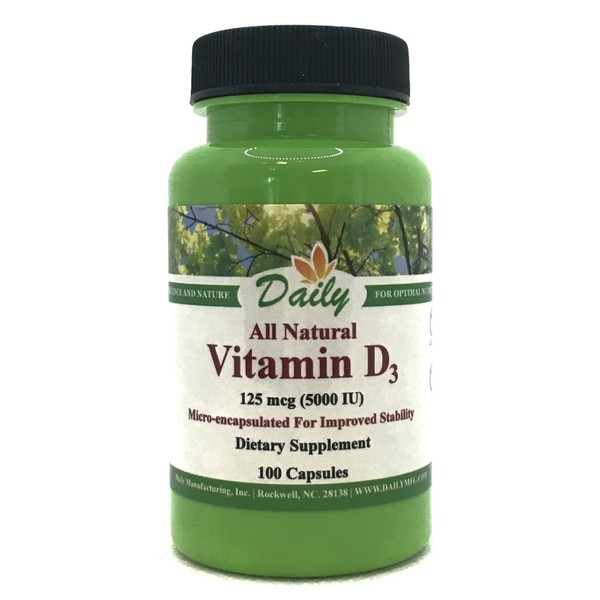 Daily's Vitamin D3-5000 IU (100 Vegetarian Capsules)