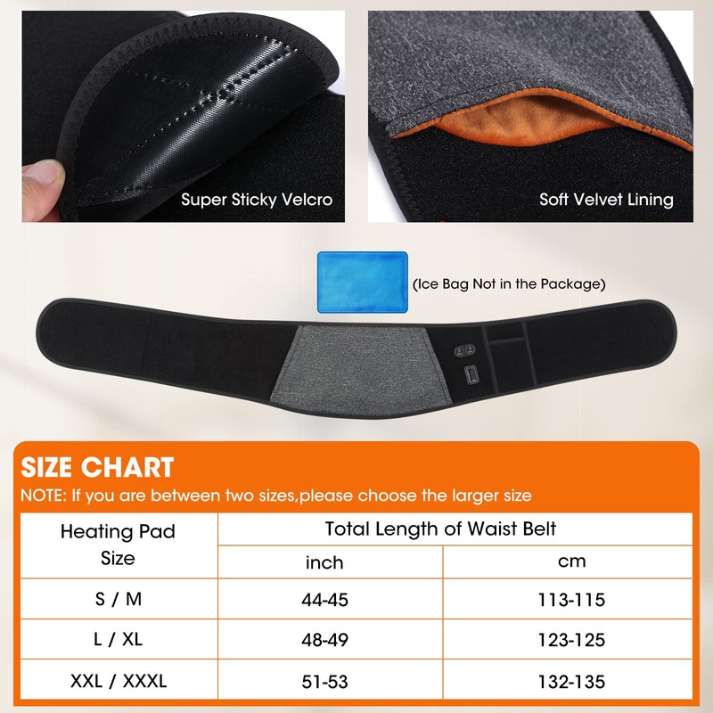 Heated Waist Belt, Cordless Heating Pad for Lower Back and