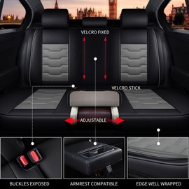 DISUTOGO Car Seat Covers Fit for Hyundai Ioniq 2017-2023 2024 2025 Seat Covers Full Set 5 Seats Waterproof Faux Leather Compatible Airbag Automotive Cushion Protector(5 Seats, Black&Grey)