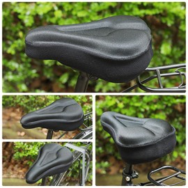 Bicycle Saddle Cover, Cushion, Super Thick, Sore Buttock, Totally Stays in Place, Road Bike, Cross Bike, Mountain Bike (Standard Black A)