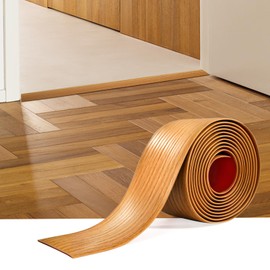 Floor Transition Strip Self Adhesive 2 Inch Wide, Non-Slip Waterproof Floor Molding for Laminate Tile Gaps, Easy Install Gap Cover (Light Brown Wood Grain, 80 in)