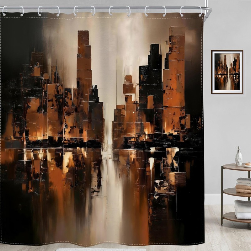 Black Brown Shower Curtain Masculine Dark Tan Bathroom Decor 72x72