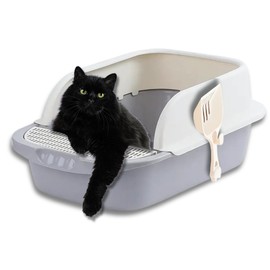 Enclosed Litter Box with Lid - High-Sided Large Covered Litter Box for Indoor Cats - Easy Clean Design for Anti-Urine Leakage - Non-Stick Bottom & Also Includes Scoop