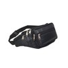 RAS Unisex Black Leather Large Travel Money Pouch Waist Bum