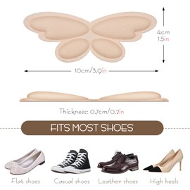 SHIDOW Memory Foam Self-Adhesive Heel Cushion Pads for Shoes Too Big, Soft Heel Protectors for Blisters, Pain, Improved Shoe Fit Women (4 Pair)