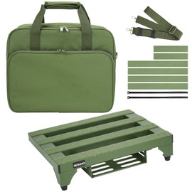 GOKKO Aluminum Alloy Guitar Pedal Board 13.8" x 11" Pedalboard with Power Supply Bracket, Includes Carry Bag & Mounting Tapes (Green, GKA-14GN)