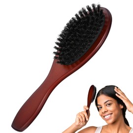 Hair Brush Boar Bristles Women's Brush Natural Hair Brush Women's Sleek Brush Hair Boar Bristles Brush for Thin Professional Antistatic Reduces Hair Breakage and Frizzy