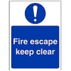 VSafety Fire Escape Keep Clear Sign - Portrait - 150mm