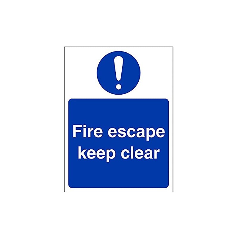 VSafety Fire Escape Keep Clear Sign - Portrait - 150mm