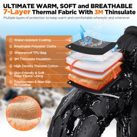 rivmount Waterproof Winter Gloves Women Men, Thermal Ski Gloves for Cold Weather with Warm, Touchscreen, 3M Thinsulate, Windproof for Outdoor, Running, Skiing, Cycling, Working, Snow Size Black L
