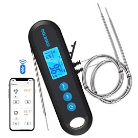 328ft Bluetooth Instant Read Meat Thermometer with Two External Probes, Inkbird 3 in1 Rechargeable Digital Cooking Food BBQ Grill Thermometer with Temperature Alarms,Timer for Grilling,Smoking