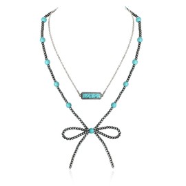 Navajo Pearl Bow Necklace Western Jewelry for Women Cowgirl Turquoise Necklaces Jewelry (8)