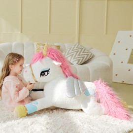 IKASA Giant Unicorn Stuffed Animal Plush Toy,Large Big Jumbo Soft Toys,43" Huge Cute Plushy Fluffy Plushie,Gifts for Kids Girls Girlfriend Children