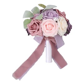 Wedding Bouquet Vivid Color Holding Flowers Romantic Handmade Elegant Holding Flowers For Parties Offices Shops Gardens Bridal Style 26x20cm/10.23x7.87in Type B