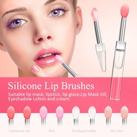 Herramienta de Cepillos de Labios de Silicona, Pinceles Aplicadores de Lápiz Labial Con Tapas para Pinceles de Belleza de Maquillaje, Pincel de Labios de Sombra de Ojos para Aplicar Aceite de M