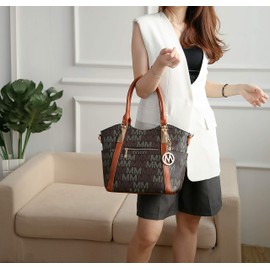 MKF Collection Signature Tote Bag for Women, Vegan Leather Handbag, Crossbody Top-Handle Ladies Shoulder Bag Purse By Mia K