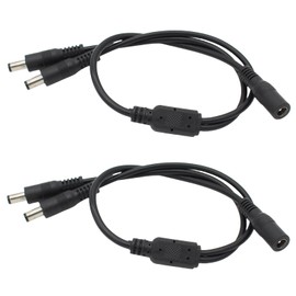DC Power 1 Female to 2 Male Splitter Cable, 2 Pack Pure Copper 5.5mm x 2.1mm DC Power Supply Splitter Cord for Led Strip, CCTV Suvelliance System