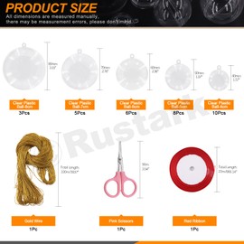 Rustark 35Pcs Clear Plastic Round Fillable Balls Christmas Ornaments DIY Craft Balls Assortment Kit Fillable Decor for Wedding Christmas Crafts Decoration (Round-4,5,6,7,8cm Dia.)