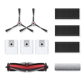 Yeedi S14 Plus Accessories Buddy Kit - ZeroTangle 2.0 Main Brush (1pc), Side Brushes (2pcs), Filters (3pcs), Dust Bags (3pcs), Roller Mopping Pad (1pc)