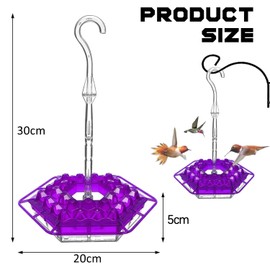 Yharnamite Hummingbird Feeder, 30 Ports Outdoor Hanging Feeder with Built-in Ant Moat & Bee Proof, Durable Garden Decoration for Attracting Hummingbirds - Easy to Clean & Refill (Puprle)
