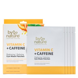 By Nature By Nature Vitamin C + Caffeine Brightening + Hydrating Under Eye Mask Patches - Energizing + Replenishing Eye Patches for Dark Circles - Skincare from New Zealand - Under Eye Patches - 5 Pairs