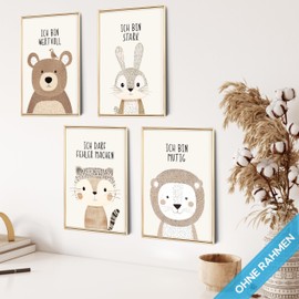 mojoliving Pictures for Children's Room Boys Baby Room Poster Set Wall Pictures Nursery Girls Baby Room Decoration Pictures for Baby Room Decoration (Affirmations)