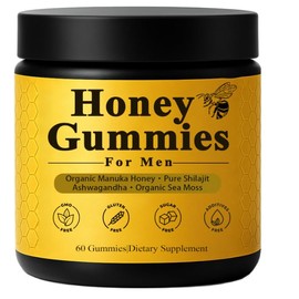 Honey Gummies for Men, Manuka Honey Gummies Vitality Booster with Shilajit, Ashwagandha, Sea Moss, Vegan, 60 Gummies