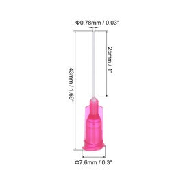 QUARKZMAN Pack of 100 25G Plastic Luer Lock Dispensing Needles, 1 Inch PTFE Needle Tube, PP Heat Resistant Plastic Blunt Tip for Liquid Glue Gun, Red