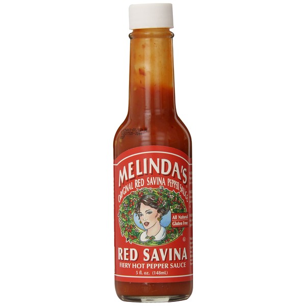 Melinda’s Red Savina Pepper Hot Sauce - Craft Extra Spicy Habanero Hot Sauce - Made with Fresh Ingredients, Red Savina Peppers, Vinegar, Carrot, Onion - 5oz, 1 Pack