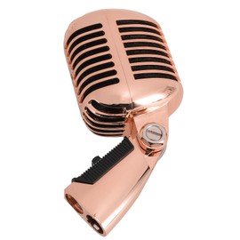 Vintage Dynamic Microphone, Microphone for Singing, Self Tensioning Swivel Rack, Classic Retro Dynamic Vocal Mic for Stage Performances, Recording Studios,Etc (Rose Gold)