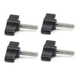 Befenybay 4pcs M6 x 18mm Thumb Screw Stainless Steel Metric Thread Black Aluminum Knob