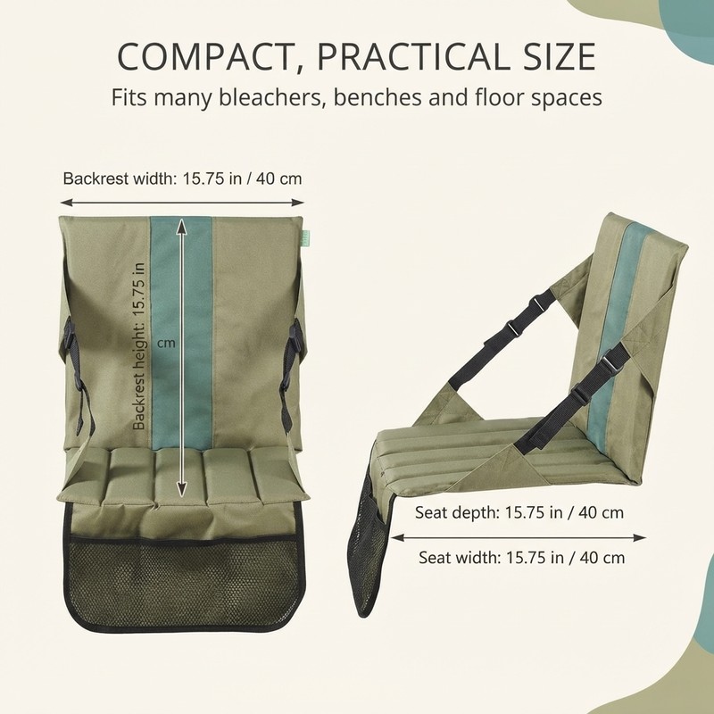 Stadium Cushion Soft Foldable Seat Cushion with Back Support, Foldable