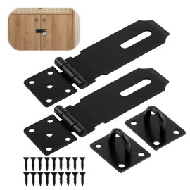 Padlock Hasp 4 Inch 2 Sets Stainless Steel Hasp and Staple Heavy Duty Security Clasp Lock Latch Hasps with Screws for Shed Door Lock Window Bedroom Garden Garage Cabinet Pet Cage(Black)