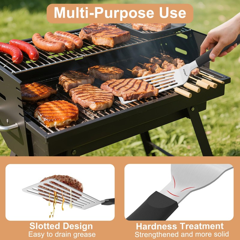 POTWIY Stainless Steel Spatula Set, 13.3" Large & 11.3" Small