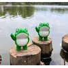 Jxueych Rebellious Frog Figurine, Frog Garden Statue, Tall 3.3 inch,
