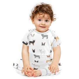 vvfelixl Baby Pants Sets Different French Bulldog Short Sleeve Baby Clothes For Boys Girls 6-9 Months Puppy