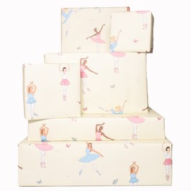 Central 23 - Ballerina Wrapping Paper - 6 Sheets Cute Wrapping Paper for Girls - Pink Blue Birthday Wrapping Paper - Pastel Butterflies for Kids - Pretty Ballet Dancers - For Women