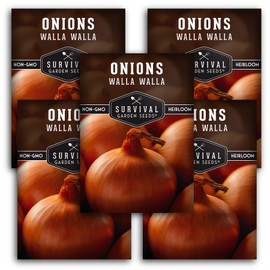 5 Packs Walla Walla Onion Seeds for Planting with Instructions to Grow Deliciously Sweet Long Day Onions in Your Home Vegetable Garden - Non-GMO Heirloom - Survival Garden Seeds