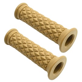 UOIENRT Motorcycle Non Slip Handlebar Grips, 7/8" 22mm 1" 24mm Handle Grips, Vintage Rubber Grips (Tan)