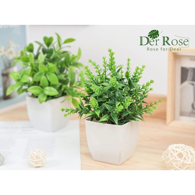 Der Rose 2 Pack Fake Plants Small Faux Artificial Small