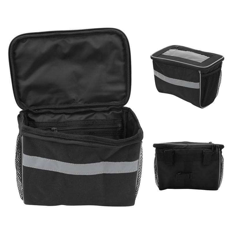 Mountain Bike Bicycle Handlebar Front Basket Bag with TPU Touchscreen