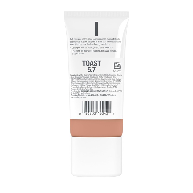 Neutrogena Clear Coverage Flawless Matte CC Cream, Full-Coverage Color Correcting
