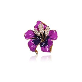 Flower Brooches and Pins for Women Rhinestone Floral Brooch Flower Lily Brooch Floral Crystal Pins Brooches Purple Enamel Brooch Birthday Jewelry for Women
