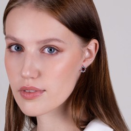 Gemondo USA 925 Sterling Silver Art Nouveau Garnet & Marcasite Earrings