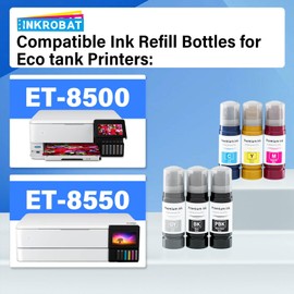 Compatible Ink Replacement for Epson 552 Ink Refill Bottles 6 Pack (NotSublimation) Compatible for Ecotank Photo 8550 ET-8550 ET-8500 ET8550 ET8500 8500 Printer, T552 (BK Pigment, PB C M Y GY Dye)